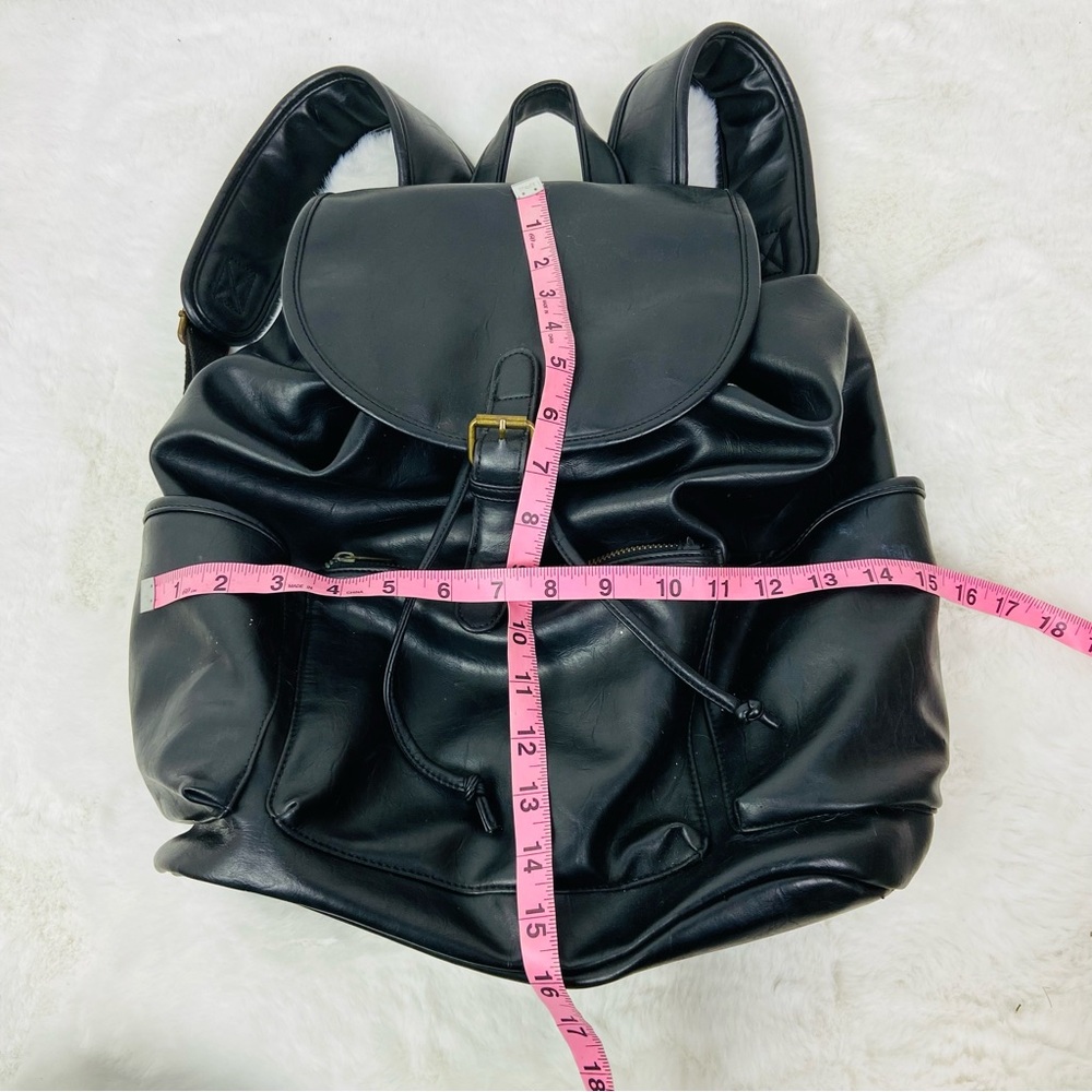 Unbranded Black drawstring Leather Backpack - image 7
